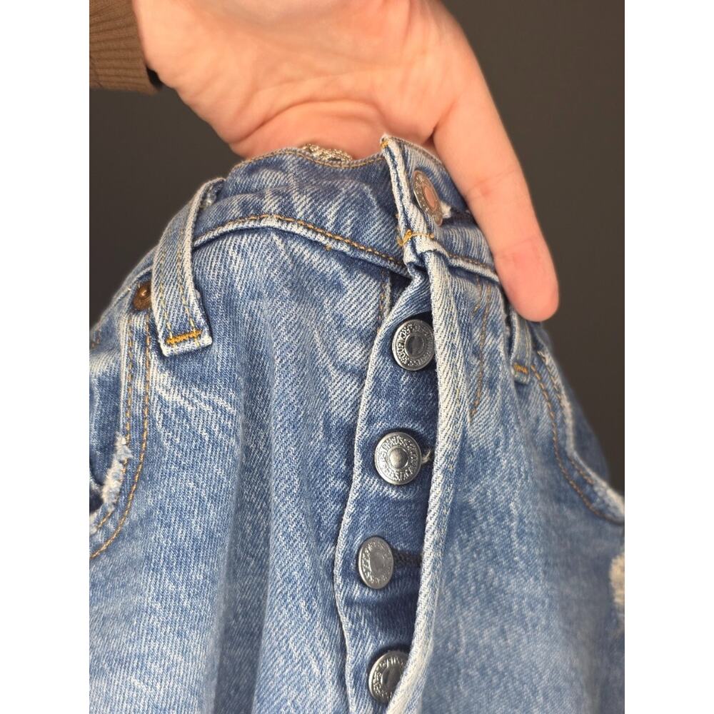 Levi's 501 S Skinny Jeans Womens 25x30 Distressed Raw Hem Denim Button-Fly - Picture 5 of 5